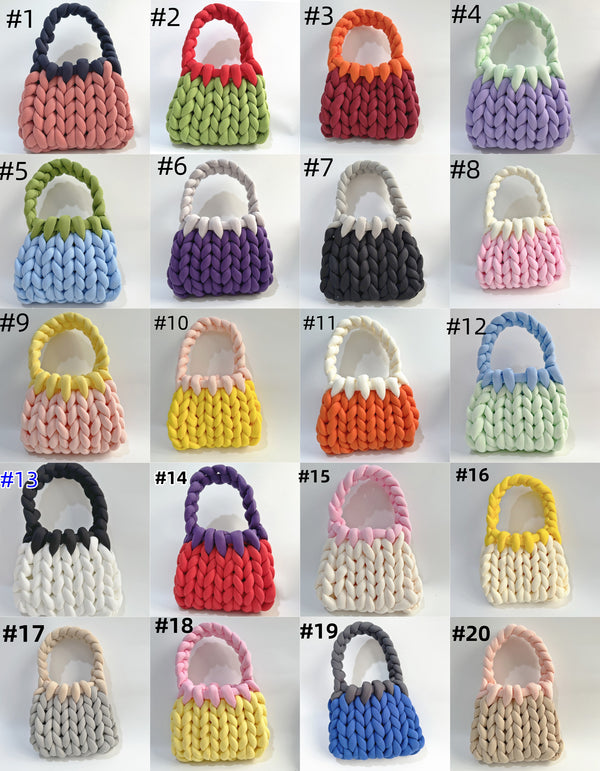 20 Colors Handmade Mixed Candy Clour Chunky Yarn Knit Bag (Size25*20*20cm)