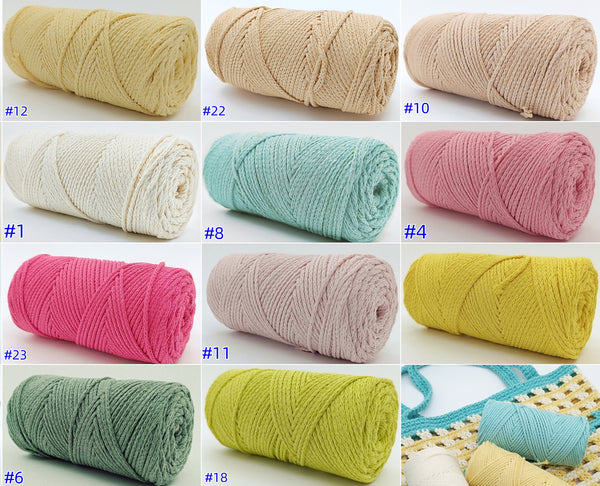 26 Colors T-Shirt Cotton Yarn Crochet Yarn for Bag,Basket Handmade DIY Craft Yarn 150 Meters( Width 3mm) 200G